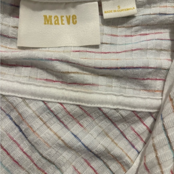 Maeve from Anthropologie White and Rainbow Striped Shirt Size Small. - Picture 5 of 7